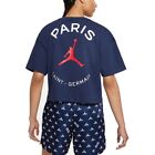 T-shirt femme logo Jordan Paris Saint-Germain coupé - Bleu - Large