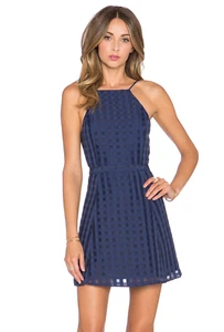 NBD x Revolve Animosity Apron Mini Dress Navy Blue Backless Womens Size XS - Picture 1 of 8