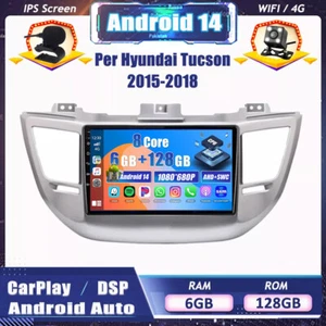 6GB+128GB Android 14 For Hyundai Tucson 2015-2019 Car Stereo Radio Navi GPS DSP - Picture 1 of 17