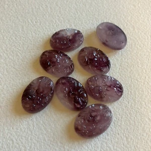 AM1106 Besetztes Japan (1940er Jahre) Vintage Glas Cabochons 18x13mm durchbohrter Amethyst (8) - Bild 1 von 2