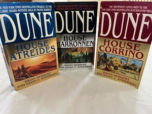 DUNE Trilogy Paperbacks: House Atreides, Harkonnen, Corrino - Picture 1 of 16