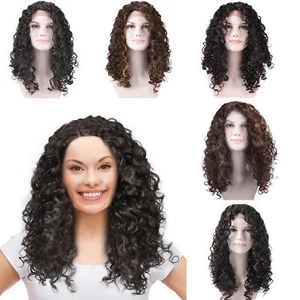 Hand-made Long Black Curly Hair Women Heat Resistant Synthetic No Lace Full Wigs - Picture 1 of 47
