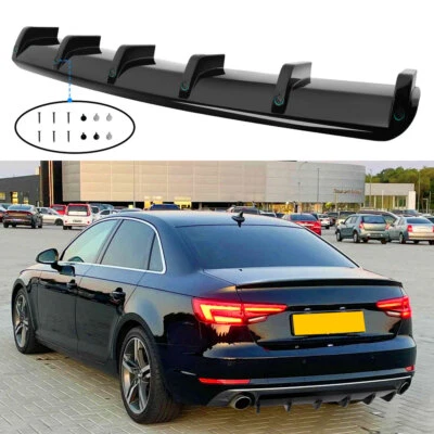 Parachoques trasero difusor aletas divisor alerón labial brillo para Audi A3 S3 A4 S4 A5 A6 Foto 1 de 4