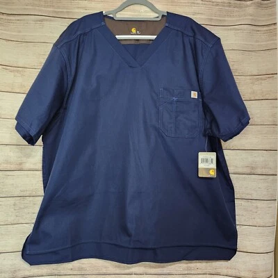 NWT Carhartt Men's Blue Solid Ripstop Utility Scrub Top Size 3X Medical Nurse - Image 1 of 4