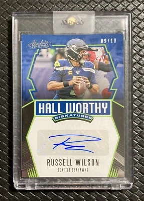 Russell Wilson 2020 Panini Absolute Hall digno de oro automático/10 Seahawks Broncos Foto 1 de 2