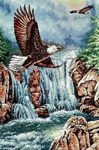 DIMENSIONS Gold Collection Eagle's Majesty Counted Cross Stitch Kit Waterfall - Picture 1 of 3