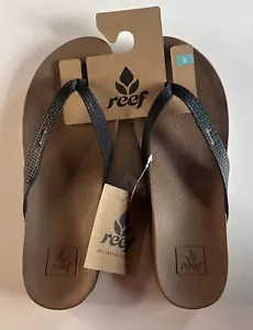 Reef Kissen Hüpfplatz Sandalen | schwarz/natur | Größe 9 NEU - Bild 1 von 5