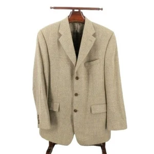 Vintage Chaps Ralph Lauren Blazer Herren 42 L Beige Wolle Seide Drei Knöpfe - Bild 1 von 8