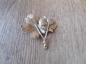COLLECTIBLE BEAU STERLING LEAF PIN BROOCH - Picture 1 of 2