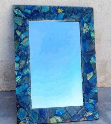 Labradorite Counter Top Mirror / Rustic Look Wall Decorative Mirror - Image 1 of 4