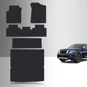 ToughPRO Floor Mats + 3rd + Cargo Black For Nissan Armada All Weather 2017-2024 - Picture 1 of 7