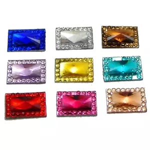 200 Color Mixto Acrílico Flatback Rectangle Rhinestone Gem 8X12mm Rivoli Center - Imagen 1 de 5