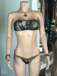 SEXY ZWEITEILIGER DAMEN-BADEANZUG KETTENBADEANZUG CAMO TARNFARBEN BIKINI - Bild 1 von 2