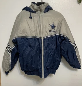 Vtg 90’s GAME DAY DALLAS COWBOYS Puffer Bomber NFL Jacket Sz LARGE. Distressed. - Picture 1 of 13