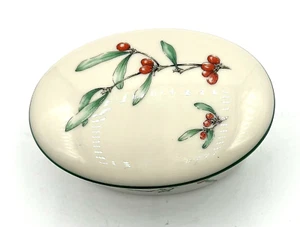 Caja de baratijas Gorham Homecoming nueva color crema 1981 vintage ovalada Winterberry - Imagen 1 de 5