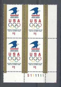 US Scott # 2539 $1.00 US Olympic Team With Postal Eagle Plate Block of 4 MNH     - Picture 1 of 1