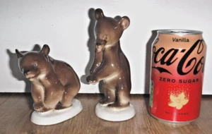 2 Vintage Lomonosov USSR Porcelain Brown Bear Figurines ~ Excellent - Picture 1 of 6