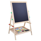 2 In 1 Double Side Baby Kids Child Standing Art Wooden Drawing Board LVE UK