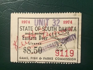 ICOLLECTZONE US South Dakota 1974 Special Issue Easte Deer Revenue Stamp VF used - Picture 1 of 1