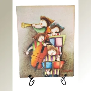 Joyce Roybal Muscians Oil Painting on Canvas Artist Signed 8x10 Whimsical - Picture 1 of 11