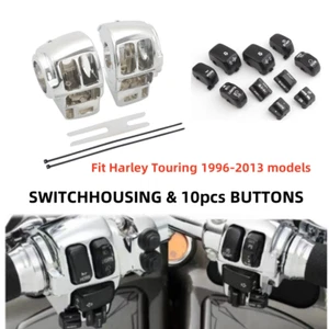 10x Chrome Hand Control Switch & Housing Button Cover For Harley Touring 96-13 - Picture 1 of 13