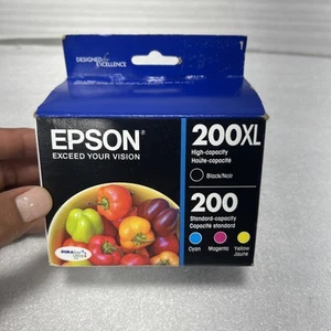 Epson 200XL Black 200 Cyan Magenta Yellow Ink Cartridges Genuine - NEW EXP 2027 - Photo 1/6