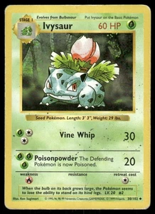 Pokemon Tcg Ivysaur [Shadowless] #30 Pokemon Base Set MP - Picture 1 of 2