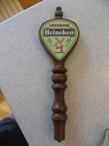 Vtg Heineken Brewing Heineken Windmill Wooden Beer Tap Handle ASIS about 12"T - Picture 1 of 6