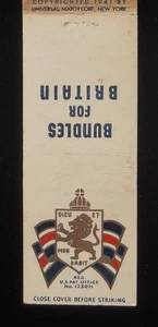 1941 WW2 Pacchetti per la Gran Bretagna Copyright 1941 da Universal Match Corp. NYC NY MB - Foto 1 di 2