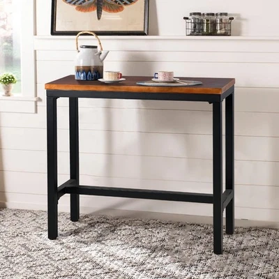 酒吧高度酒吧桌 47 英寸高顶矩形控制台桌乡村棕色黑色 — 第 1/4 张图片