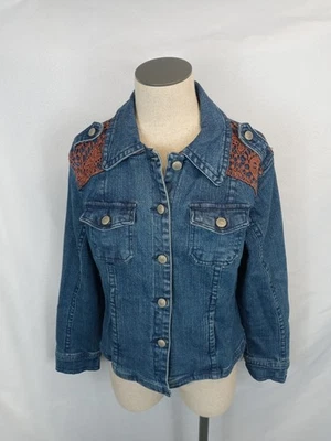 Chaqueta Denim LAL Talla M – Lavado Medio Botón Frontal Encaje Detalle Hombro Foto 1 de 4