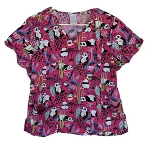 Women's Large Panda Bear Print Scrubstar Scrub Top - Picture 1 of 1
