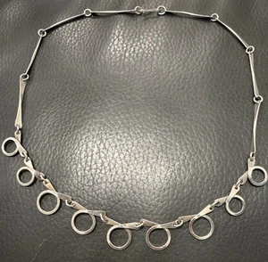 Vintage 925 Sterling Silver ISRAEL Loop Necklace 17.5” - Picture 1 of 8