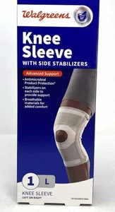 Walgreens Knee Sleeve With Side Stabilizers L/R Large Advanced Support Stretch - Picture 1 of 2
