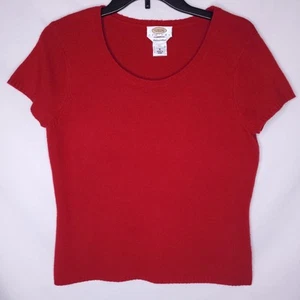 Talbots Sweater Petite Medium Red Merino Wool Cashmere Blend Vintage - Picture 1 of 11