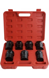 7PC Front Wheel Bearing Hex Locknut Socket Set 1/2" Drive SAE & Metric - Picture 1 of 4