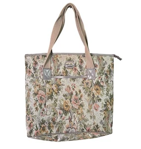 Vintage Jordache Multicolor Granny Floral Tapestry Tote Bag Sturdy Handles Gray - Picture 1 of 10
