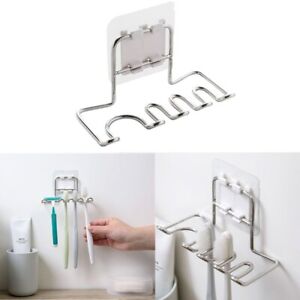 Stainless Steel Toothbrush Holder Bathroom Toothpaste Dispenser Organizer Racks