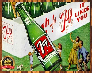 7up - It Likes You - 1950er - selten - Metallschild 11 x 14 - Bild 1 von 4