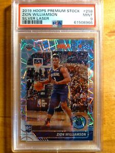 ZION WILLIAMSON DUKE 2019 HOOPS PREMIUM STOCK SILVER LASER #258 RC PSA 9 MINT!