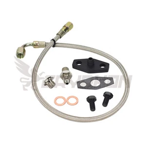 4AN Braided Turbo Oil Feed Line Kit for Toyota 1JZ-GTE 2JZ-GTE Garrett T3 T4 - Picture 1 of 2