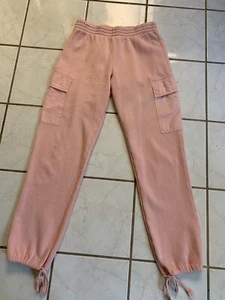 WILDFOX Pink Elastic Waist High Rise Sweat Pants w/ Drawstring Hem Sz S - Picture 1 of 5