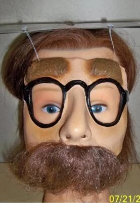 ADULT HIPSTER 1/4 PVC FACE MASK GLASSES & HANDLEBAR MUSTACHE COSTUME MR131376 - Image 1 of 3