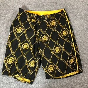 Volcom Shorts Men Size 34 Black Boxer Apparels Zip up Design Chain Link Bones - Picture 1 of 11
