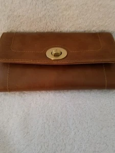 Faux Tan Leather Trifold Checkbook Wallet, Organizer, Purse - Picture 1 of 5