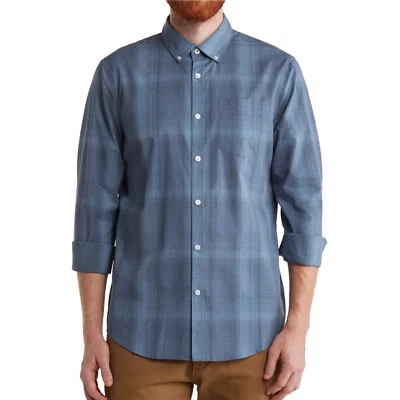 Original Penguin Final Sale! Men's Shaded Plaid Button Front LS Shirt Indigo M - Image 1 of 4