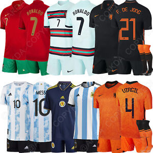 2021/22 KIDS ARGENTINA PORTUGAL NETHERLANDS WORLD CUP FOOTBALL KITS ADULT STRIPS