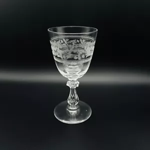 "Copa de vino de Oporto cordial grabada con aguja de cristal francés vintage 5""" - Imagen 1 de 7