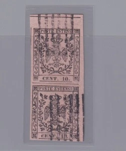 Modena 1854: 10c. pink (No. 9) vertical pair with large margins (Cat.57/32) - Picture 1 of 2
