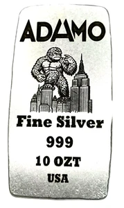 King Kong - 10 Feinunzen .999 Feinsilber BAR handgegossen - glatte matte Oberfläche - Bild 1 von 3